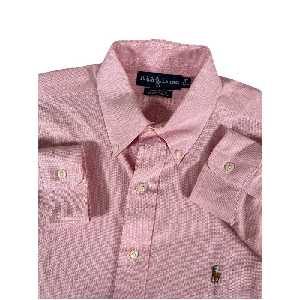 VTG Polo‎ Ralph Lauren Yarmouth Pink Cotton Oxford Cloth Button Down Mens 16-34